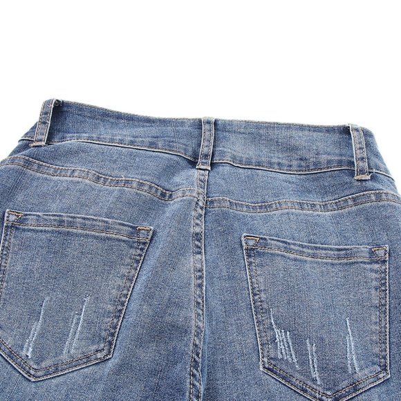 Blue High Waist Distressed Straight Leg Jeans - Picture 11 of 15